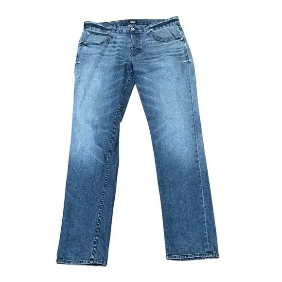 Hudson Jeans Blake Slim Straight Men's Size 34 Zip‎ Roto Medium Wash Denim
